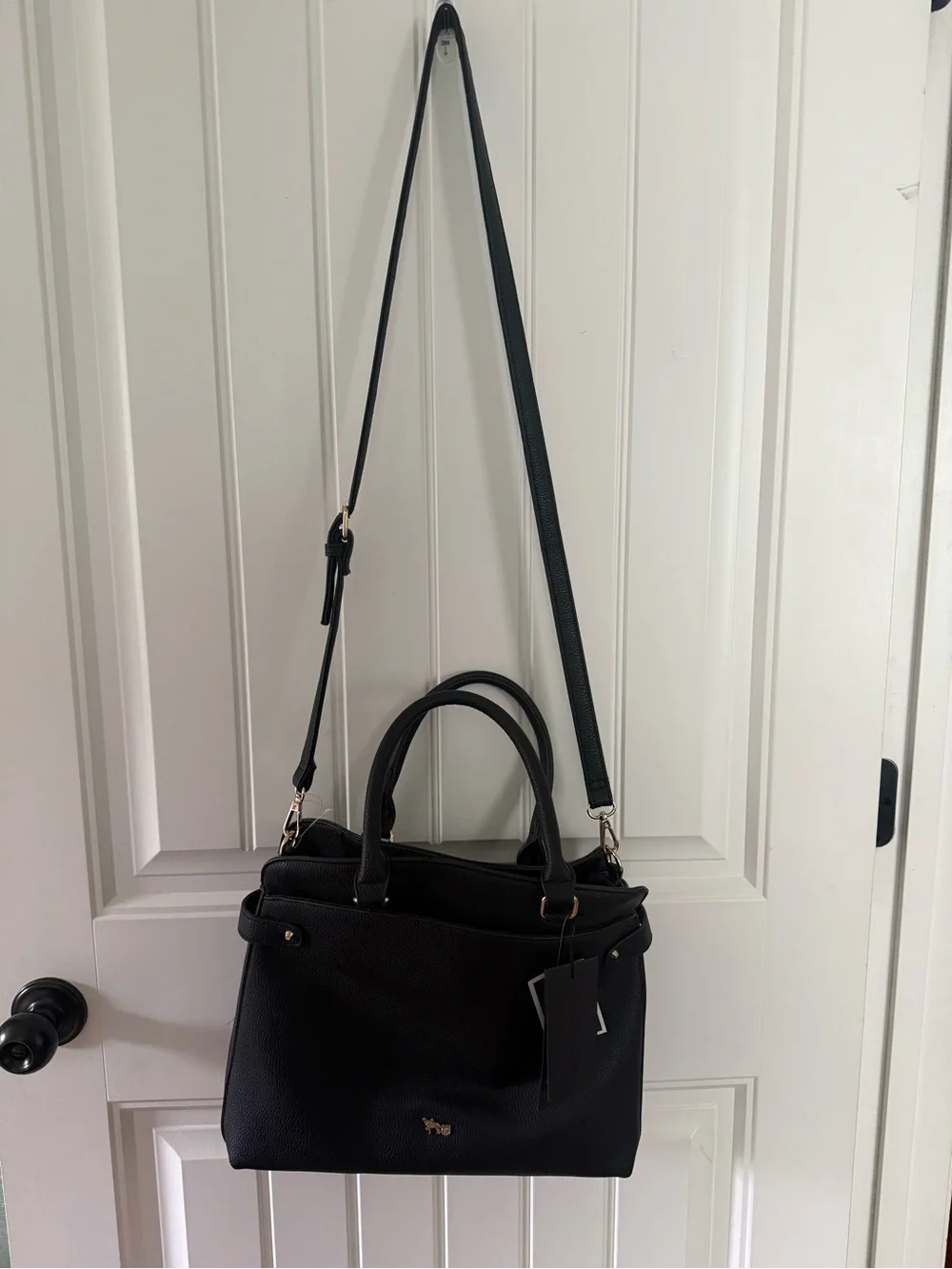 Black Leather Satchel Handbag - Classic Everyday Tote